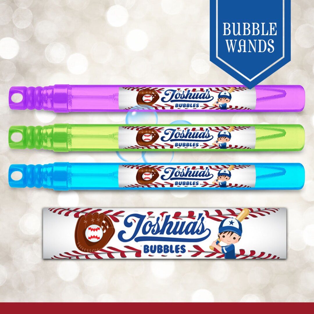 Baseball Boy Bubble Wand Labels Bubbles Baseball Party Baseball