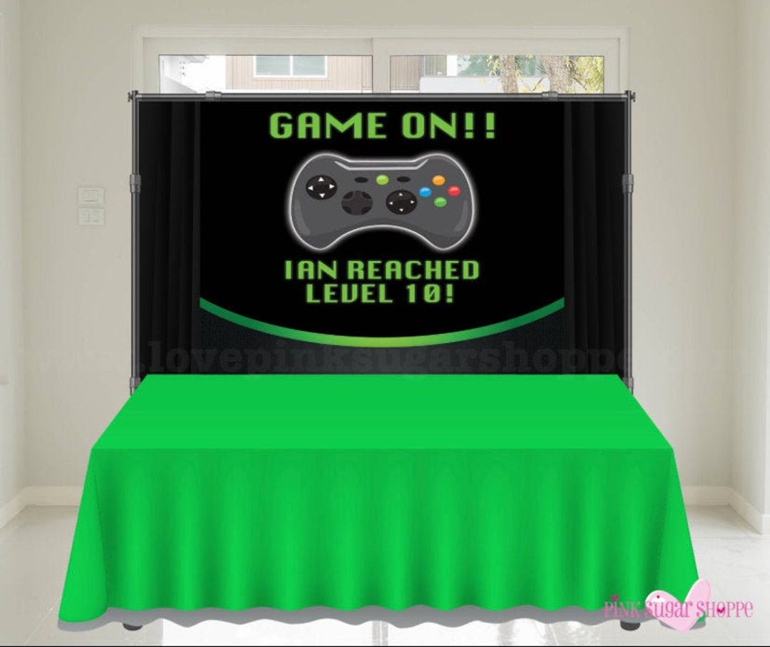 Game on Birthday Backdrop Birthday Banner Game on Video Etsy