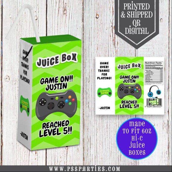 Gamer Juice Box Labels Juice Labels Gamer Party Gamer Etsy