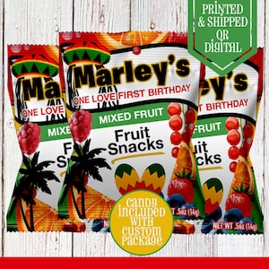 One Love Fruit Snacks - Fruits Snacks - One Love Party - One Love Birthday - One Love Theme - One Love Favors - Reggae Party - One and Love