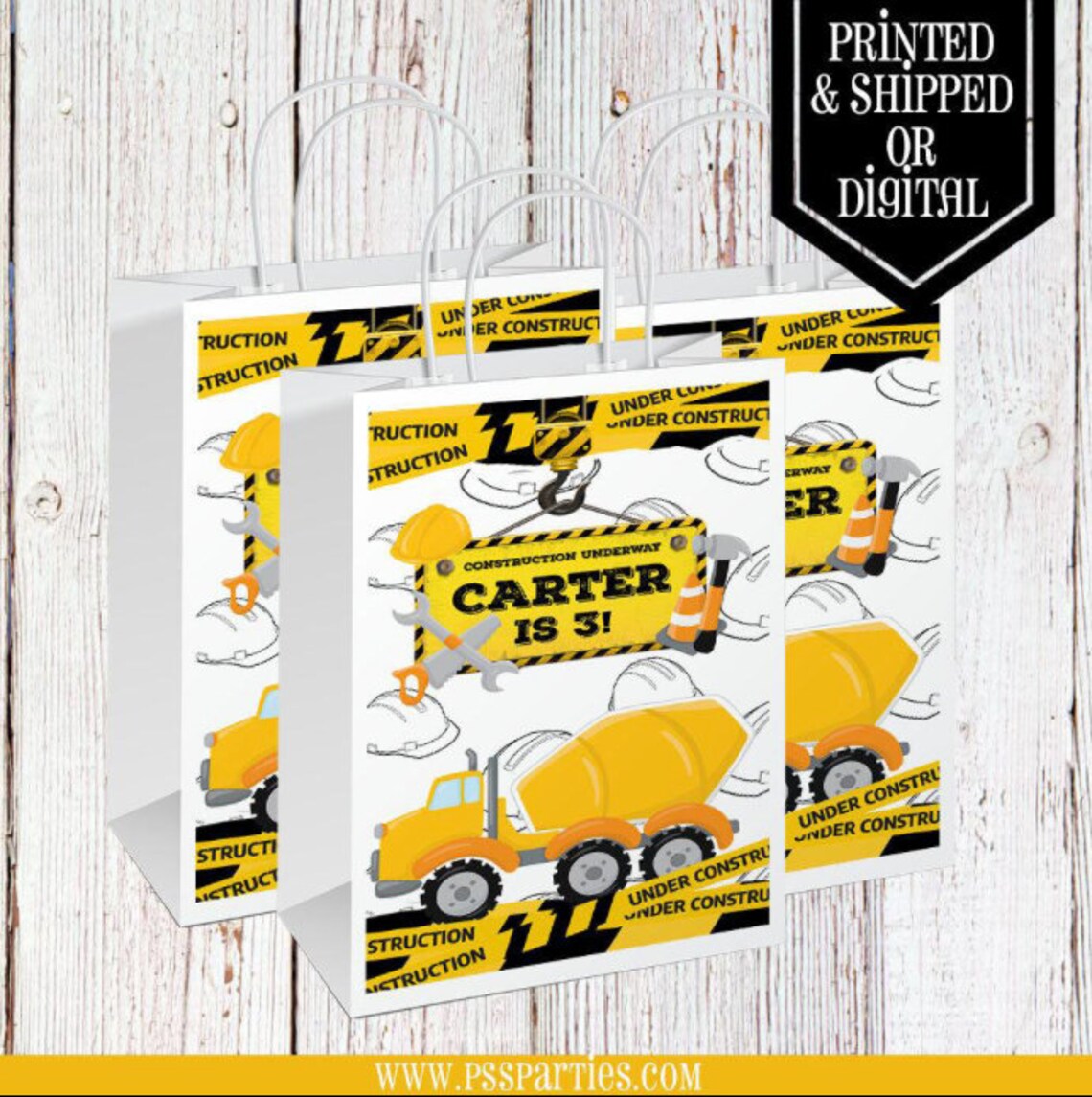 Construction Party Bags Gift Bags Construction Party Etsy