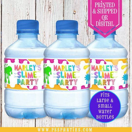 Rainbow Slime Water Bottle Labels  - Water Label  - Slime Party - Slime Birthday - Slime Party Favors - Slime - Pink Slime - Purple Slime
