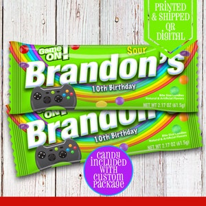 Gamer Rainbow Candies - Candy Labels  - Gamer Party - Game On Birthday - Party Favors - Gamer Favors - Game On Party - Video Game Party