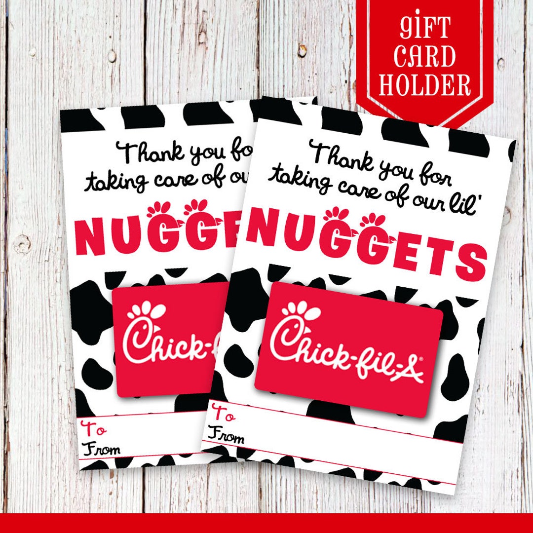 Chick-fil-a Gift Card Holder Christmas Favors Chick-fil-a Gift Card Holder  Teacher's Gift Teachers Appreciation Instant Download 