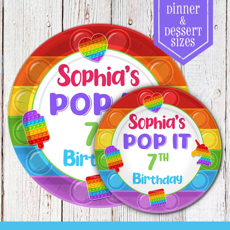 Rainbow Pop It Birthday Plates  Birthday Plates  Pop It image 0