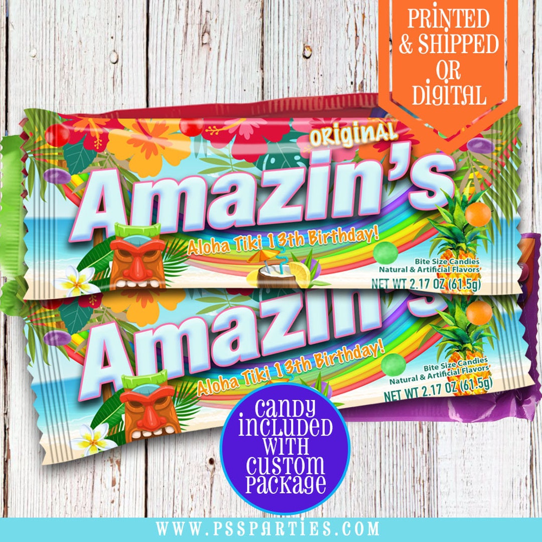 Tiki Luau Rainbow Candies Candy Labels Tiki Party Luau Birthday Party