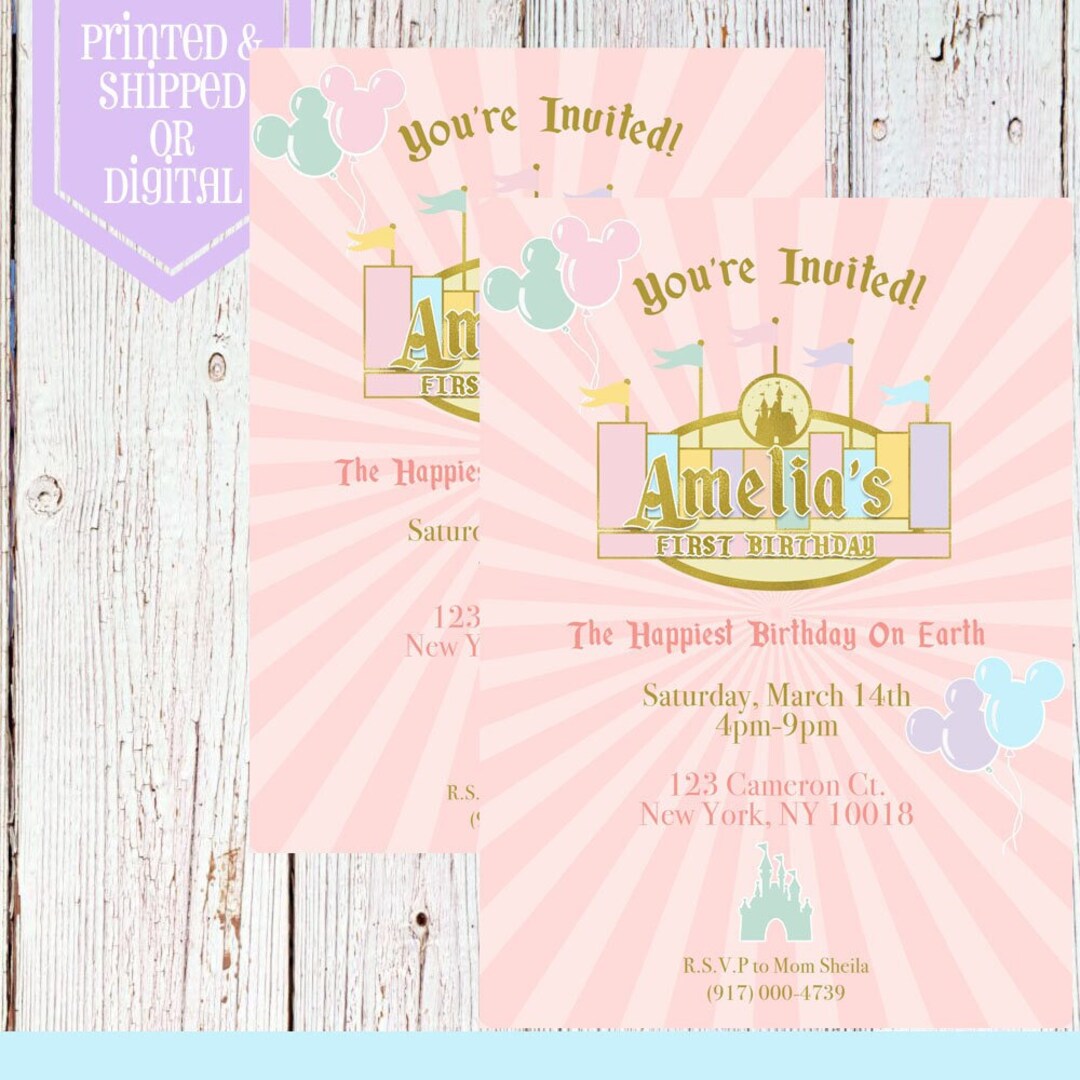 Disneyland Invitation Custom Invitation Vintage Mickey Party Disneyland ...