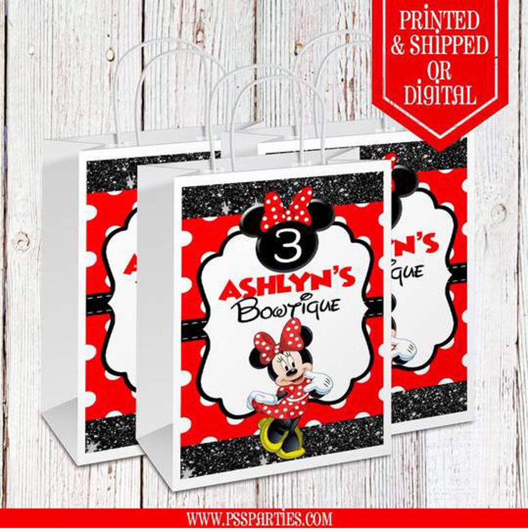Red Minnie Mouse Gift Bags Chip Bags Minnie Mouse Party Etsy