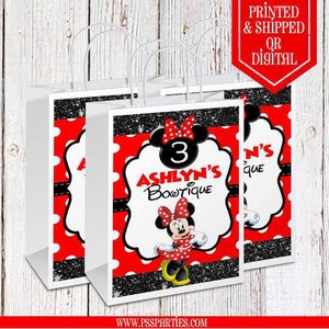 Red Minnie Mouse Gift Bags  - Chip Bags  - Minnie Mouse Party - Minnie Birthday - Happy Birthday Favors - Minnie Favors -Minnie-Minnie Mouse