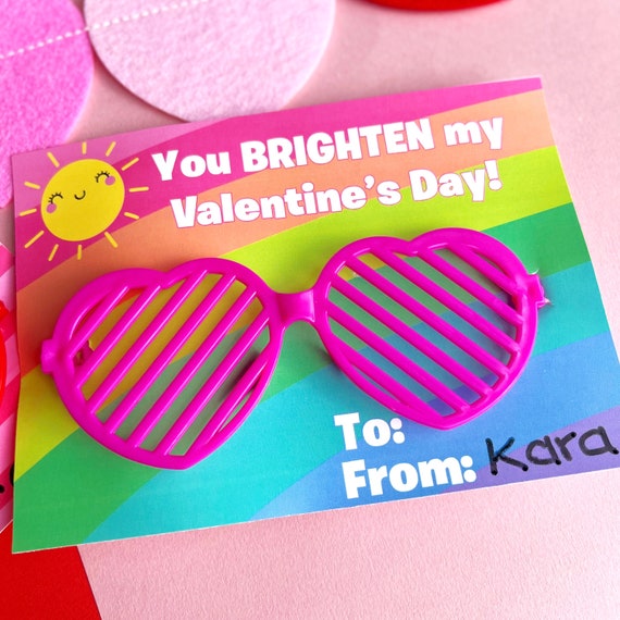 Valentines Sunglasses Card Kids Valentine Valentines Day - Etsy