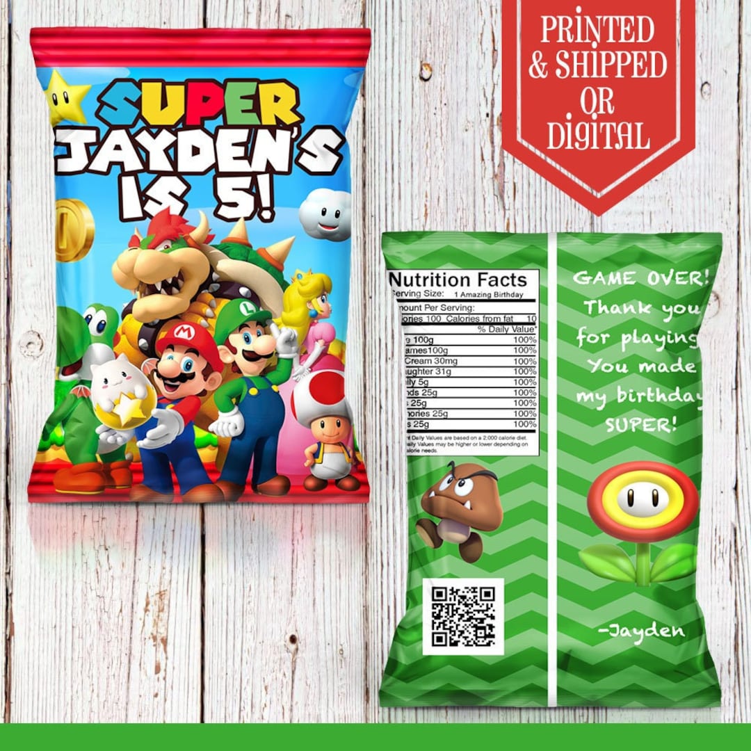 Mario & Friends Chip Bags - Chip Bags - Super Mario Party - Super Mario Birthday - Super Mario Favors - Super Mario Theme - Mario - Luigi - Etsy UK