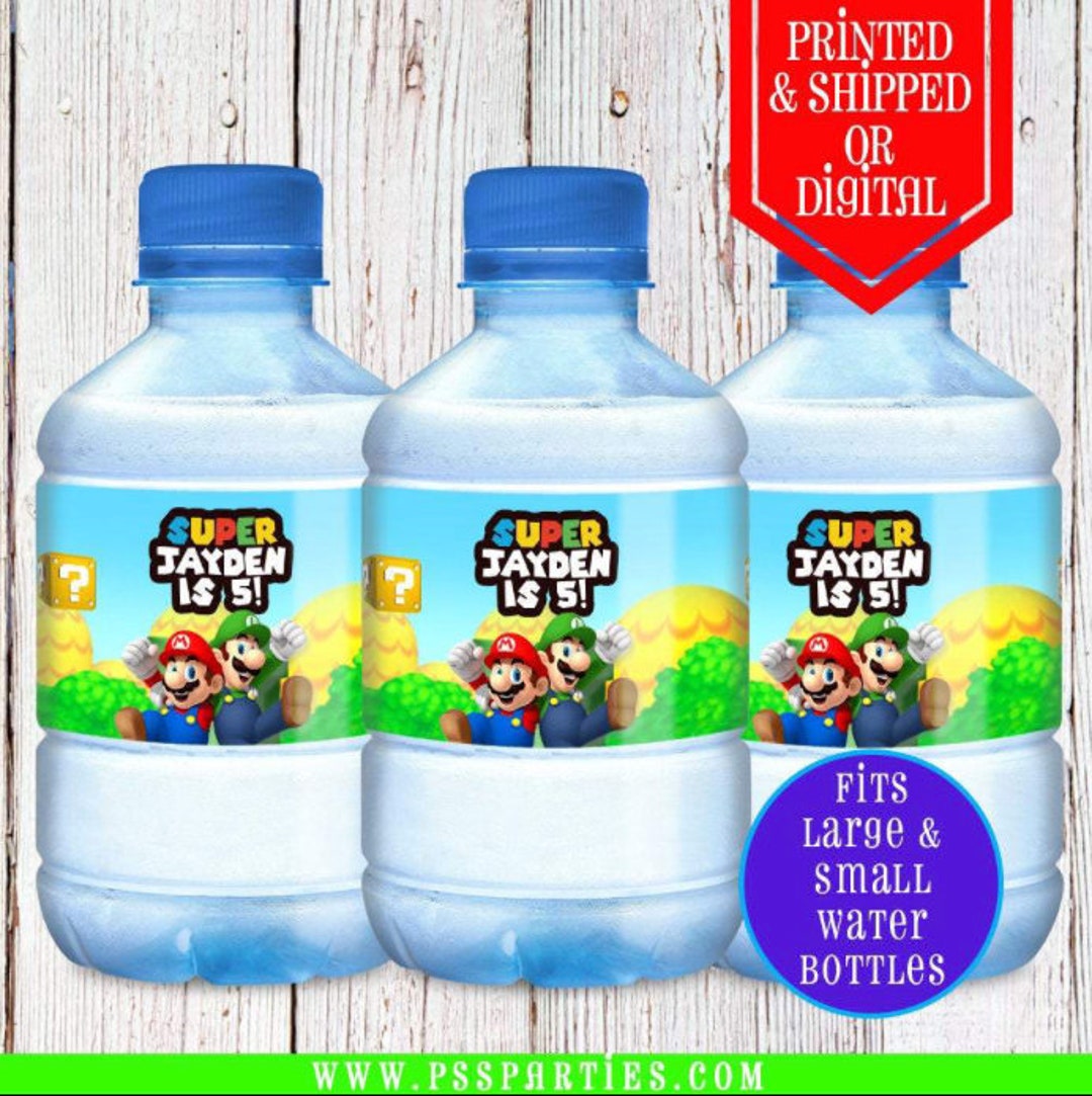 Super Mario Water Bottle Labels - Chip Bags - Super Mario Party - Super Mario - Super Mario Favors - Super Mario Lables - Water Labels - Etsy UK