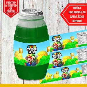 Super Mario Fasssaftetiketten - Fasssaft - Super Mario Party - Super Mario Geburtstag - Super Mario Gastgeschenke - Wasser - Super Mario Juice