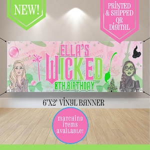 Wicked Geburtstagsbanner - Geburtstagsbanner - Wicked Party - Wicked Geburtstag - Geburtstagsschild - Pink und Grün - Wicked Party Favor - Wicked