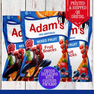 Spiderman Fruit Snacks - Fruit Snacks - Spiderman Party - Spiderman Verjaardag - Spiderman Party - Spiderman Gunsten - Superheldenfeest - Web