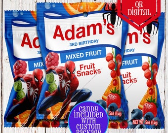 Spiderman Fruit Snacks - Fruit Snacks - Spiderman Party - Spiderman Birthday - Spiderman Party - Spiderman Favors - Superhero Party - Web