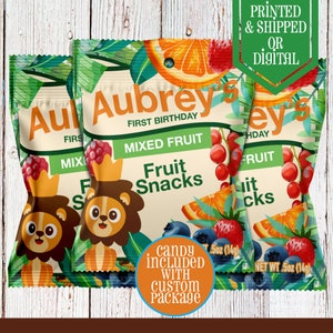 Wild One Fruit Snacks - Fruit Snacks - Wild OneParty - Jungle Birthday - Jungle Party - Jungle Favors - Wild One Birthday - Wild One Labels