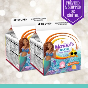 Etiqueta de caixa de biscoitos de peixe dourado da Pequena Sereia - Sereia Negra - Biscoito de peixe dourado - Sereia de ação ao vivo - Favor de peixe dourado - Etiqueta de peixe dourado