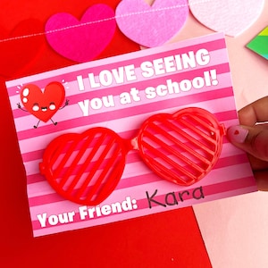 Valentines Sunglass Card - Kids Valentine - Valentines Day Glasses Card - School Valentine - Class Valentine - Instant download -Printable