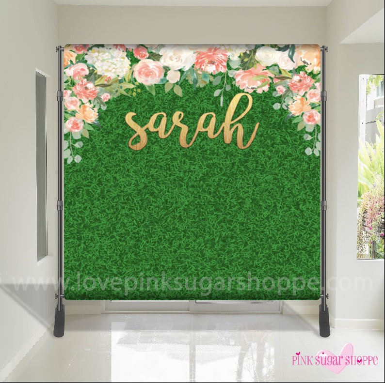 Bridal Shower Backdrop Floral Backdrop Grass Backdrop Etsy