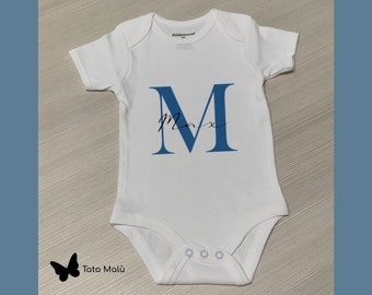 body neonato personalizzato,body neonato iniziale,body stampa personalizzato, abbigliamento neonato, regalo nascita, regalo battesimo, baby