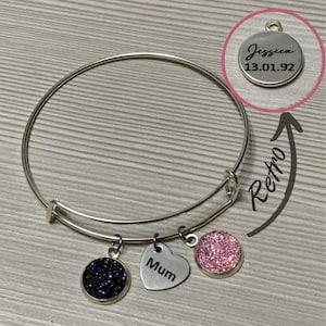 Customizable rigid bracelet, rigid bracelet with pendants, women&#39;s rigid bracelet, women&#39;s bracelet, personalized bracelet