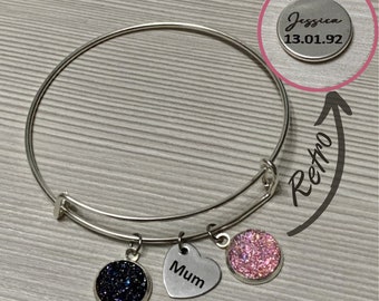 Anpassbares starres Armband, starres Armband mit Anhängern, starres Damenarmband, Damenarmband, personalisiertes Armband