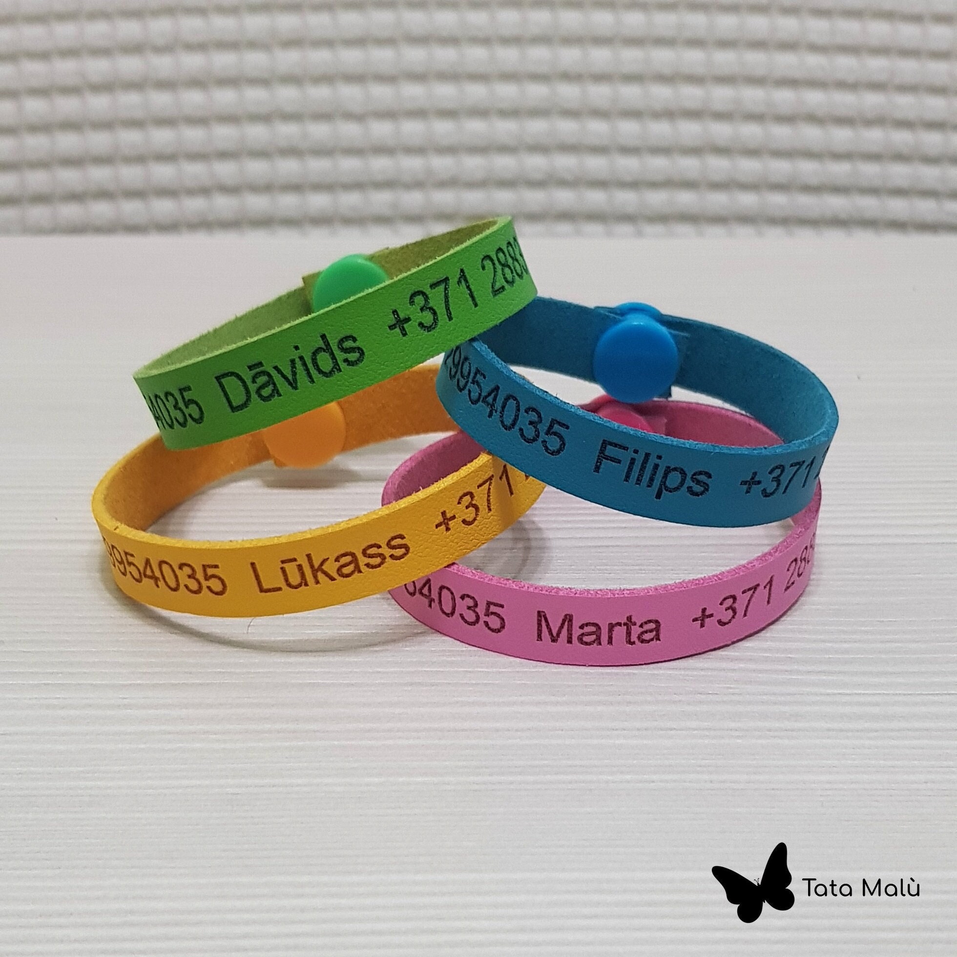Childrens bracelets with phone numbers on demand  Bacumba