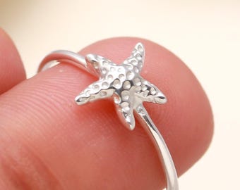 Starfish Ring | 925 Sterling Silver | Dainty Beach Ring | Sea Star Stacking Ring | Ocean Nautical Ring | Coastal Summer Jewelry