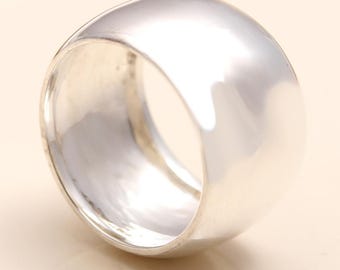 Sterling Silver Wide Band Thumb Ring, Minimalist Cigar Band