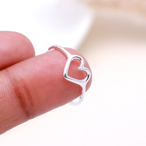 925 Sterling Silver Open Heart Ring | Dainty Minimalist Love Band | Handmade Stackable Ring | Cute Heart Jewelry | Anniversary Gift for Her
