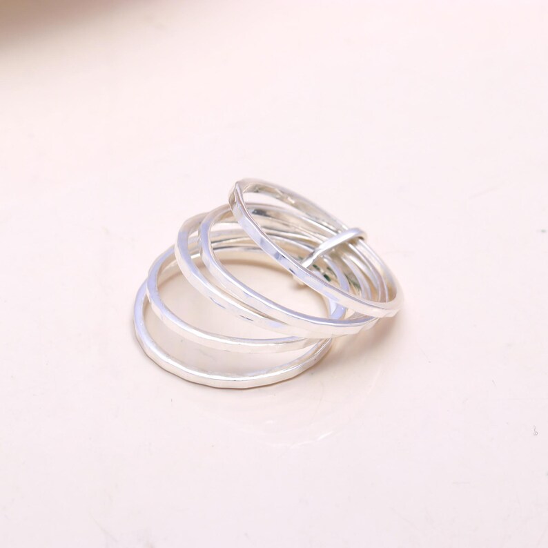 Sliver Rings Multiple 925 Sterling Silver Multi Band Ring | Minimalist Stackable Ring ...