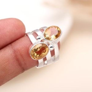 Natural Citrine Ring, 925 Sterling Silver Jewelry, Handmade Ring, Citrine Birthstone Ring, Wedding Gift For Her, Designer Jewelry For Women