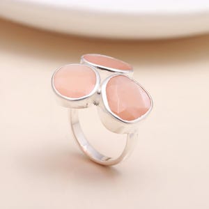 Rose Quartz Ring 925 Sterling Silver | Natural Pink Multi Gemstone Ring | Handmade Jewelry Gift for Her | February Birthstone Rings