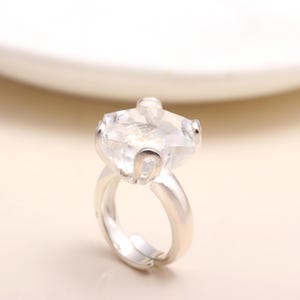 Clear Crystal Quartz Ring In Sterling Silver | Natural Transparent Gemstone Ring | Handmade Crystal Jewelry | April Birthstone |Gift for Him
