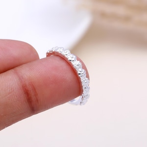 925 Sterling Silver Flower Band Ring | Dainty Floral Stacking Ring | Handmade Boho Ring for Women | Minimalist Everyday Jewelry For Women&#39;s