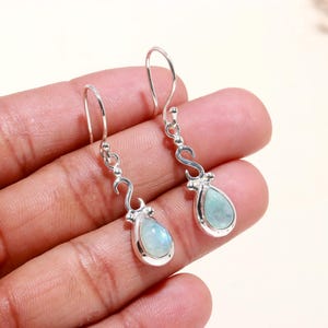 Blue Chalcedony Earrings | Natural Gemstone Dangle Earrings 925 Sterling Silver | Soft Blue Boho Jewelry For Women | Wedding Gift for Her