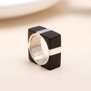 Wide 925 Sterling Silver Ring | Handmade Solid Silver Band | Unisex Thumb Ring | Plain Minimalist Ring | Silver Wedding Band | Black Rings