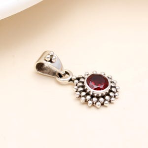 Natural Garnet Pendant Necklace | 925 Sterling Silver Red Garnet Jewelry | January Birthstone | Dainty Garnet Necklace | Gift for Her