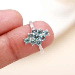Natural Swiss Blue Topaz Ring 925 Sterling Silver | Handmade December Birthstone Ring | Elegant Gemstone Jewelry | Luxury Gift for Her