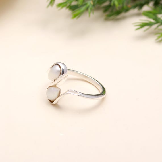 Buy Pearl Bypass Ring – 925 Sterling Silver Adjustable Ring With