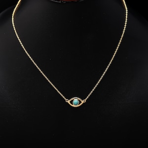 Turquoise Evil Eye Necklace Gold | Dainty Protection Jewelry | Spiritual Gift for Her | Handmade Layering Necklace | Boho Pendant
