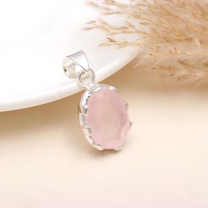 Rose Quartz Necklace | Natural Pink Crystal Handmade Pendant | 925 Sterling Silver Love Stone Pendant| Dainty Birthday Gift for Girlfriend