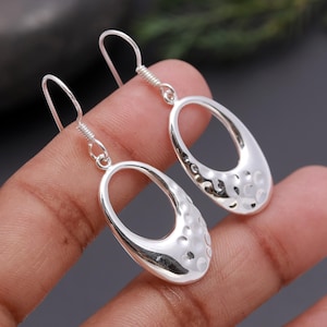 Oval Hole Silver Earrings | 925 Sterling Silver Minimalist Studs | Lightweight Modern Jewelry | Gift for Her | Handmade Earrings | Sale