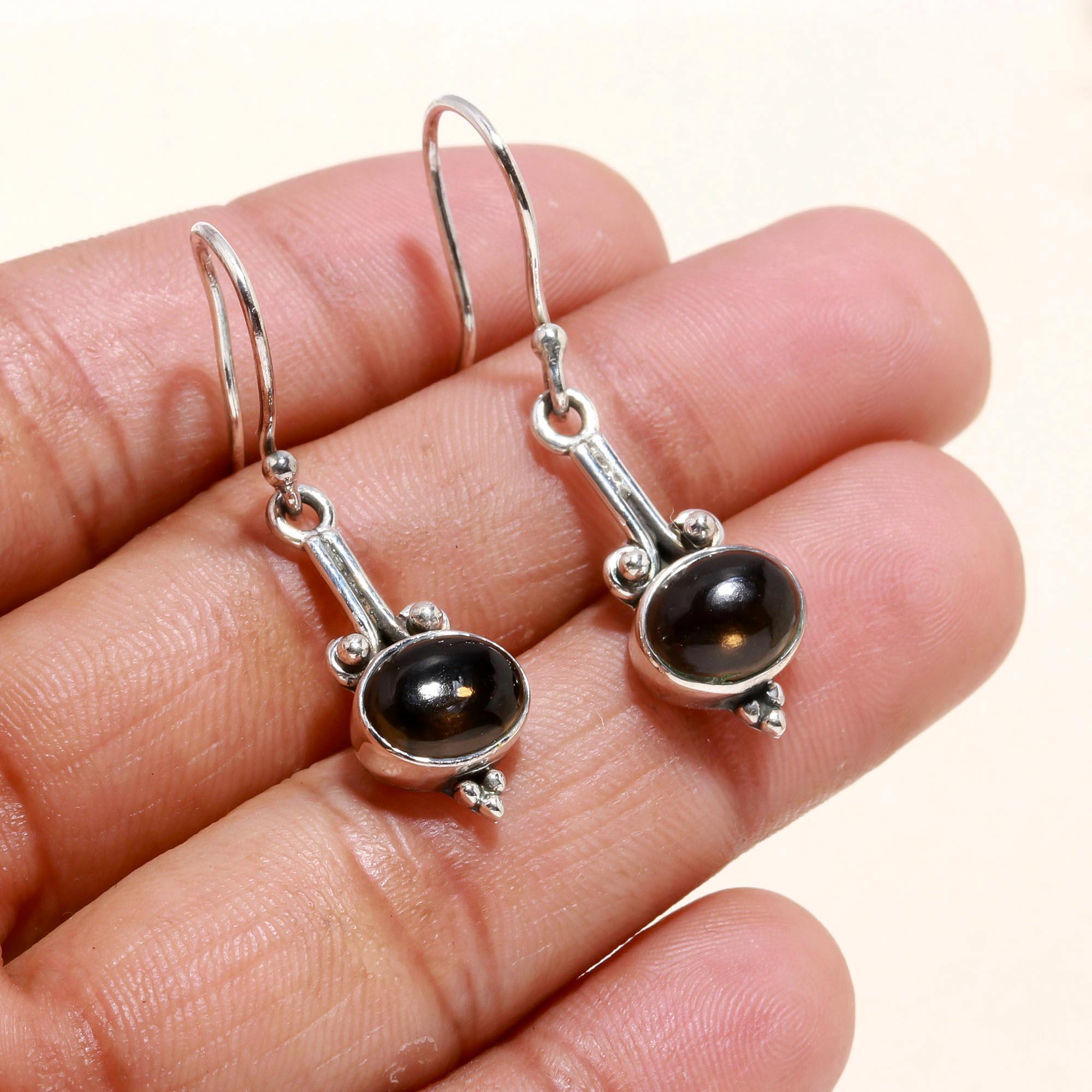 Orecchini pendenti in quarzo fumé: argento sterling 925 con pietra preziosa color caffè - Italia