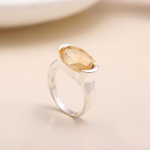 Citrine Ring 925 Sterling Silver | Oval Yellow Gemstone Ring | Handmade Birthstone Jewelry Gift for Her | Minimalist Jewelry For Women