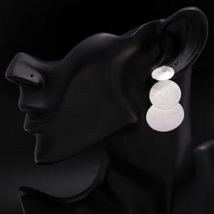 925 Sterling Silver Multi Disc Earrings | Handmade Brushed Silver Drop Earrings | Geometric Statement Jewellery