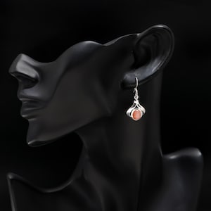 Peach Moonstone Earrings | 925 Sterling Silver Handmade Drop Dangle Earrings | June Birthstone Jewelry | Healing Crystal Gift for Women