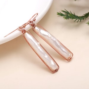 Natural Freshwater Pearl Drop Earrings, Pearl Dangle 925 Sterling Silver Earrings, Bridal Earrings, Bridesmaid Gift, Gift Idea
