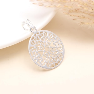 Sterling Silver Filigree Pendant | 925 Silver Round Medallion Pendant | Handmade Ornate Statement Jewelry | Anniversary Gift For Women